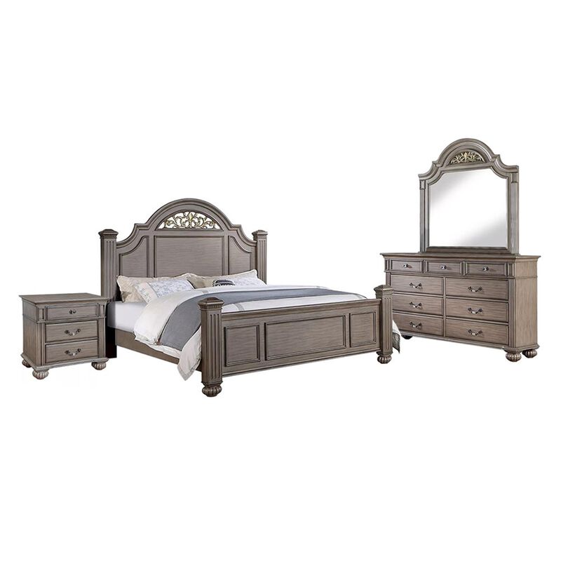 Simple Relax 4 Piece Wooden Queen Size Bedroom Set in Gray image number 0