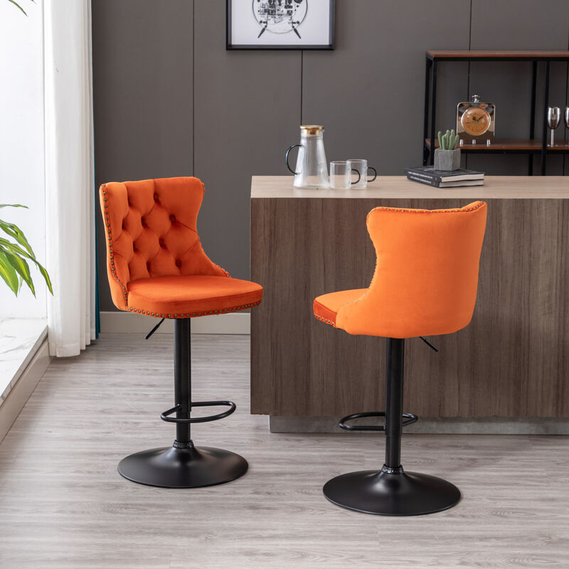 Streamdale Modern Adjustable Velvet Bar Stools, Set of 2 image number 1
