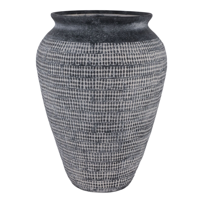 16x12" Textured Stoneware Vase, Black image number 3