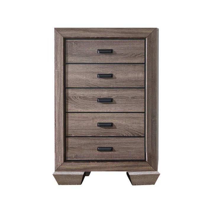 Kings Brand Furniture Kerry Wood 5-Drawer Chest, Brown