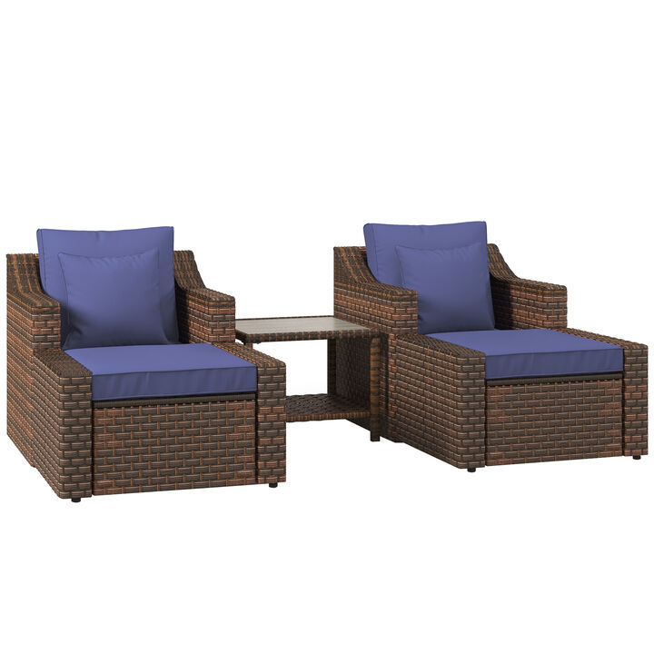 5-PC Backyard & Deck Sitting Set w/ 2 Chairs, 2 Ottomans, & Coffee Table, Beige