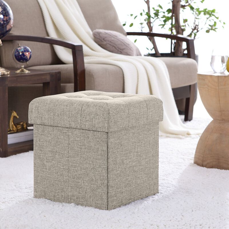 Foldable Tufted Storage Ottoman image number 1