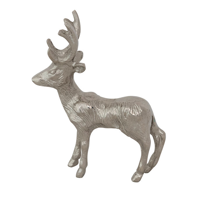 Nickel-Finished Cast Aluminum Deer Figurine