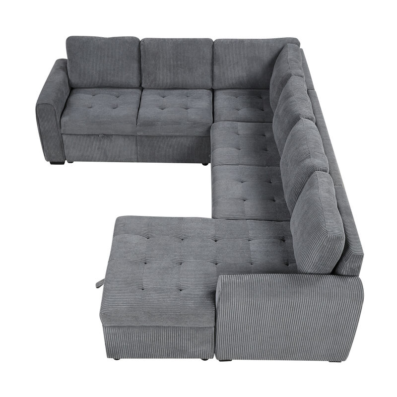 Merax U-shaped Sofa Sectional Sofa with A Storage Chaise Lounge image number 6