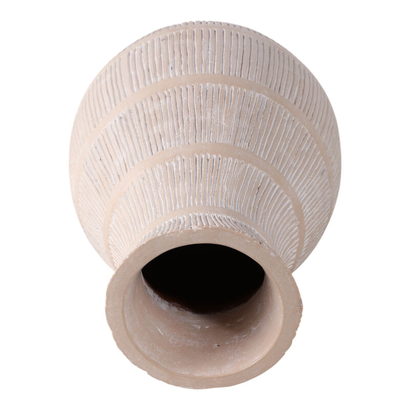Terracotta, 19" Organic Vase With Lines, Ivory image number 5