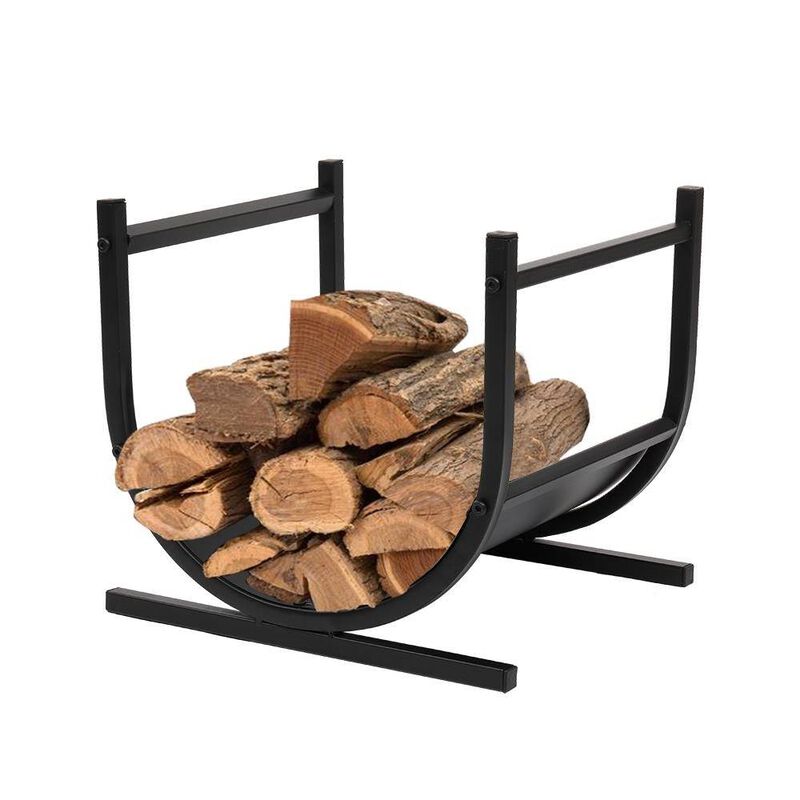 Steel Log Holder with Modern Classic Design for Fireplace or Patio Use