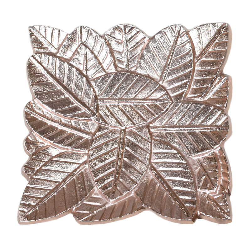 Handmade Decorative Bronze Color Coated 6.88 x 6.88 x 0.78 Inches Aluminium Tray 043AB BBH Home's