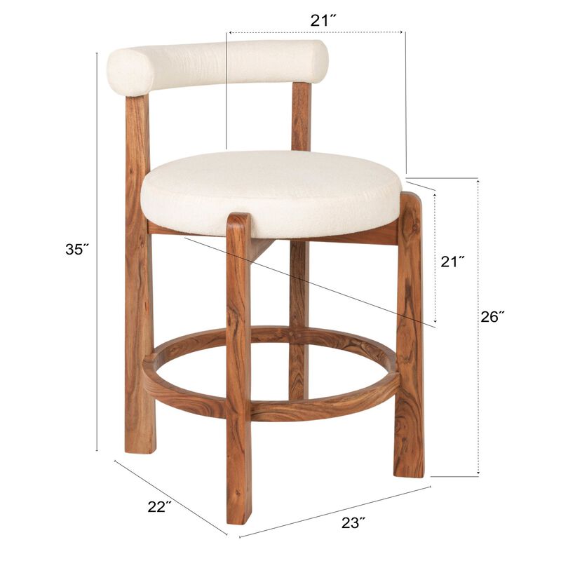 Acacia Wood & Boucle Counter Height Bar Chair image number 2
