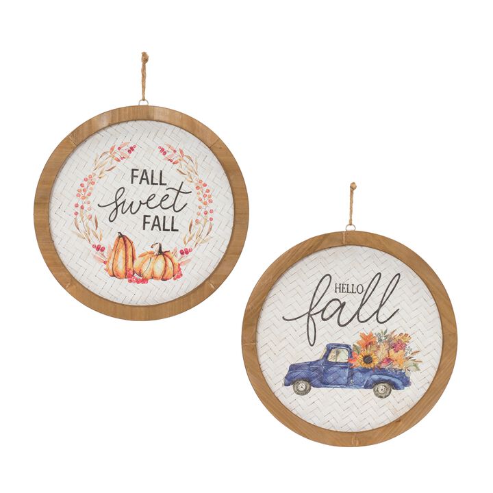 Set of 2 Fall Plaques – MDF and Wood Wall Decor for Harvest, Autumn, and Rustic Seasonal Decor