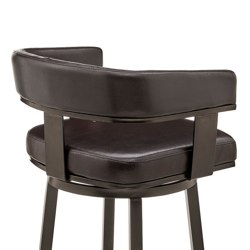 Cohen Bar Height Swivel Bar Stool in Silver Finish with White Faux Leather image number 6