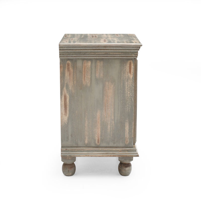 Merax Antique Grey Solid Mango Wood Nightstand