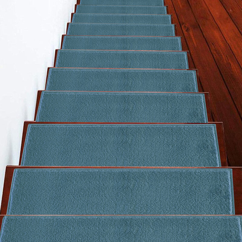 SUSSEXHOME Carpet Stair Treads Easy to Install with Double Adhesive Tape - Safe, 9" X 28" - Teal  image number 2