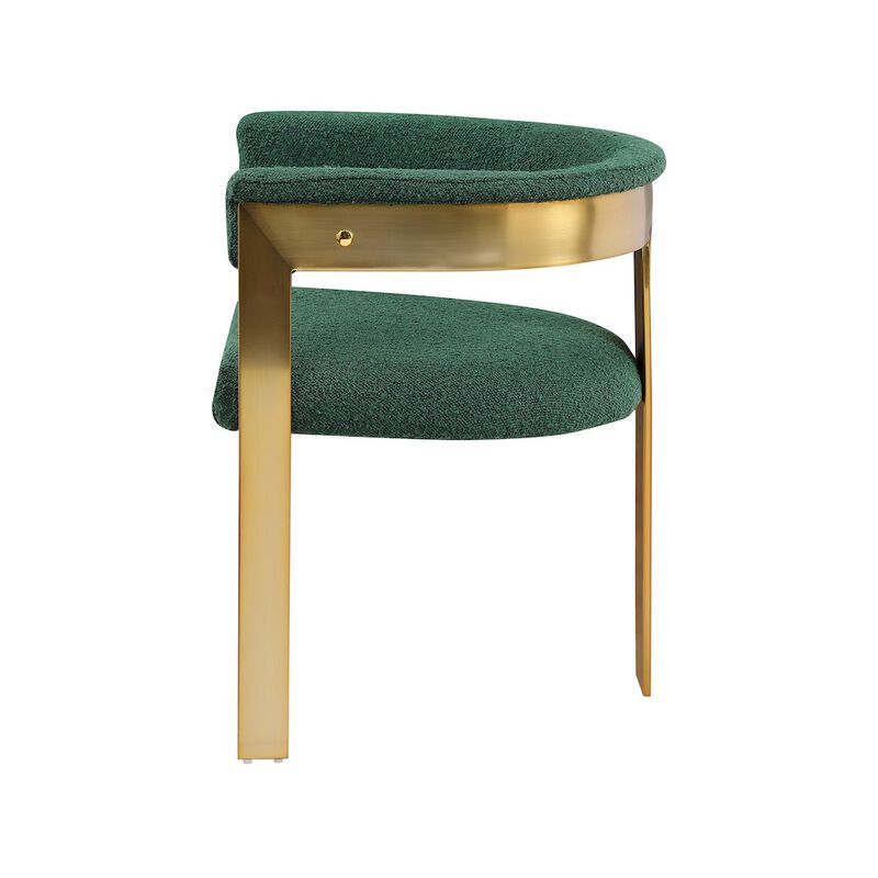 Meridian Furniture Romeo Green Boucle Fabric Dining Chair, Set of 2