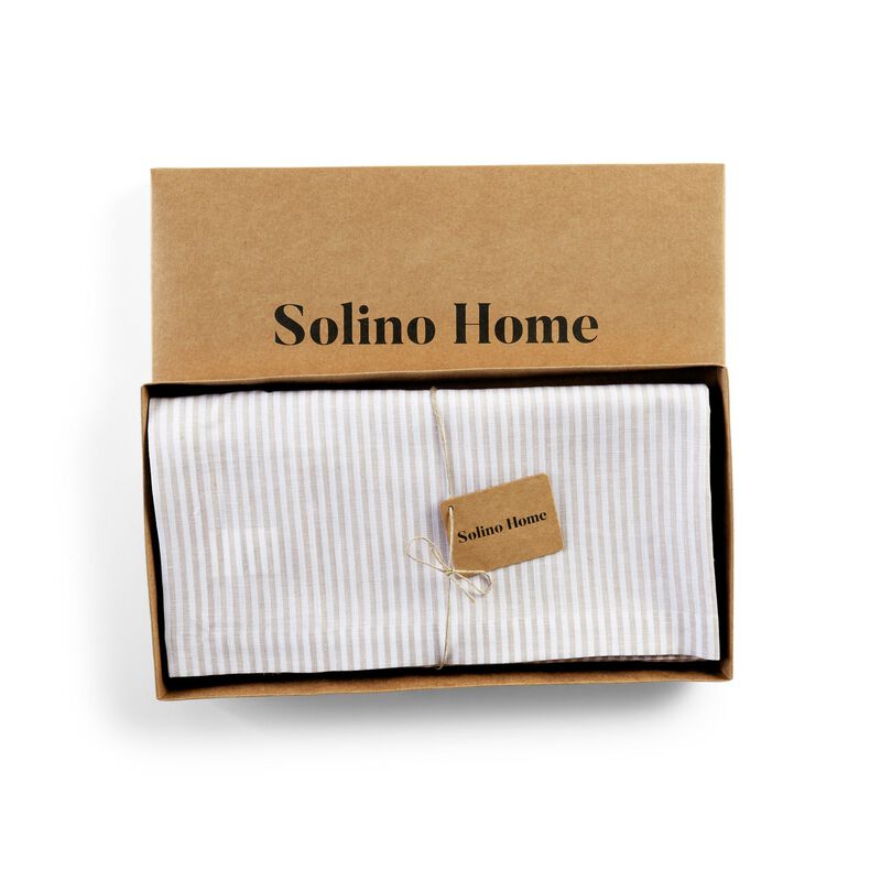 Solino Home 100% Pure Linen Table Throw - Narrow Stripe