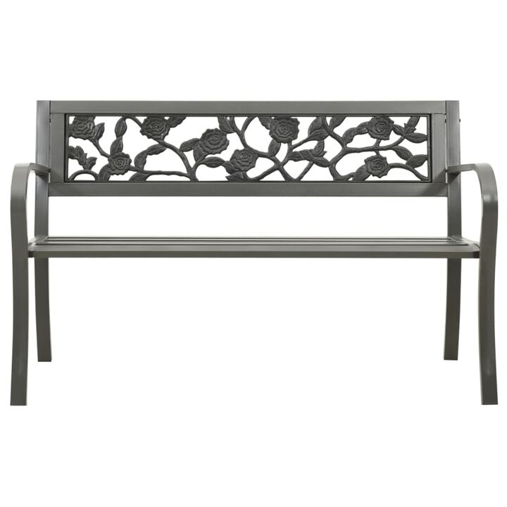 vidaXL Garden Bench 49.2" Steel Gray
