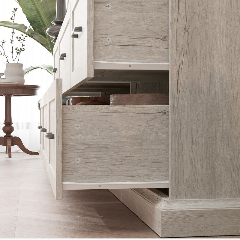 FUFU&GAGA 9-Drawer Dresser, Large Wooden Storage Chest with Black Metal Handles, for Bedroom & Living Room,(70.9" W x 37" H x 15.7" D),Rustic White