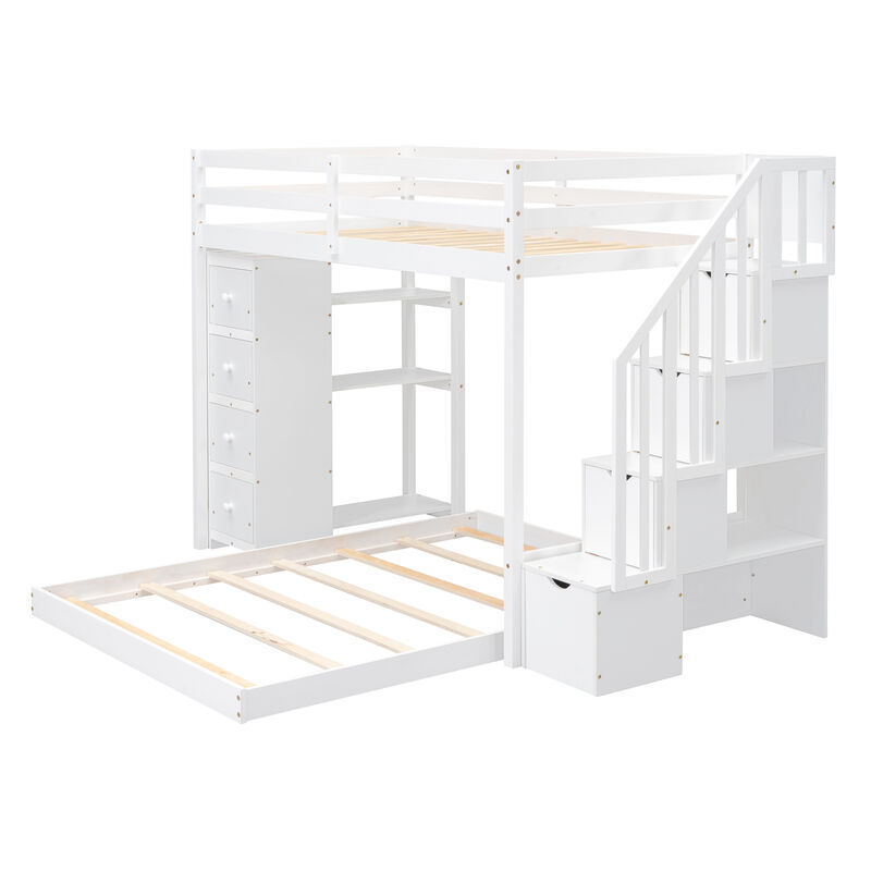 Merax Modern Bunk Bed with 3-layer Shelves