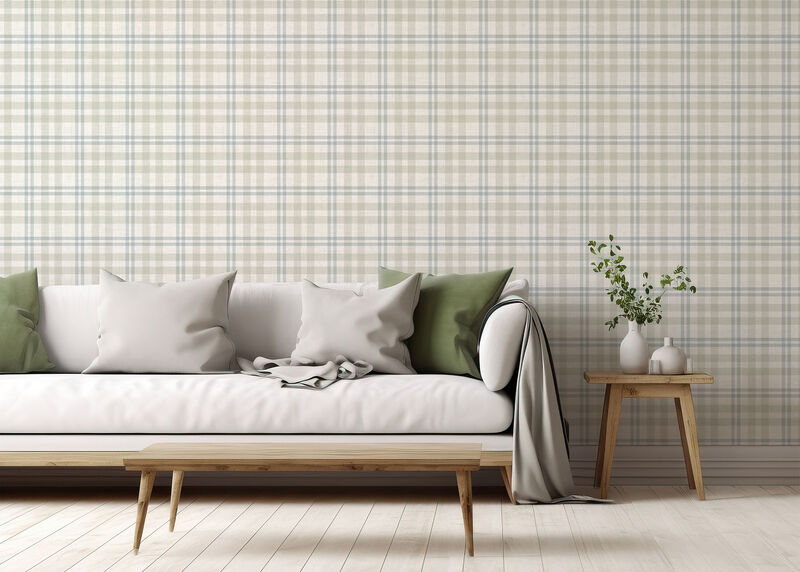 Corrine Neutral Countryside Check Wallpaper image number 2