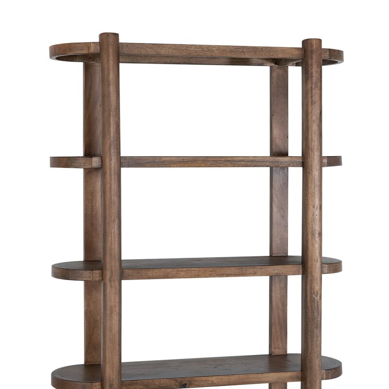 Eray Bookcase, 4 Shelves, Almond Barrel Brown Mango Wood, 71 Inch