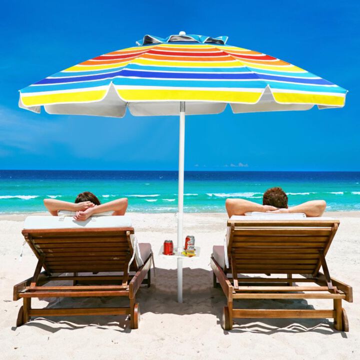 Hivvago 7.2 Feet Portable Outdoor Beach Umbrella with Sand Anchor and Tilt Mechanism.