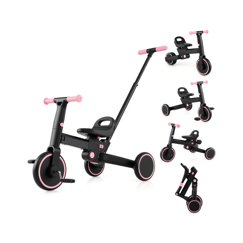 4 in 1 Kids Tricycle with Push Handle Foldable Design and Adjustable Seat image number 4