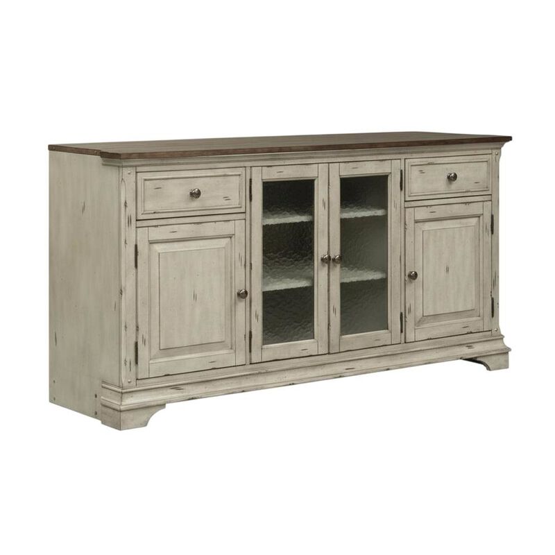Liberty Furniture Antique White TV Stand, Wirebrushed Tobacco Accents, Traditional Style image number 0