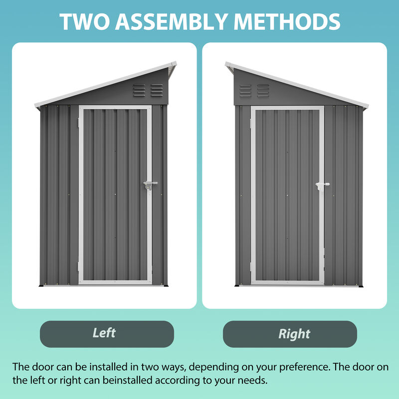 4x8 Slope-Roof Reinforced Storage Shed with Weatherproof Sloping Roof & 4 Air Vents image number 7