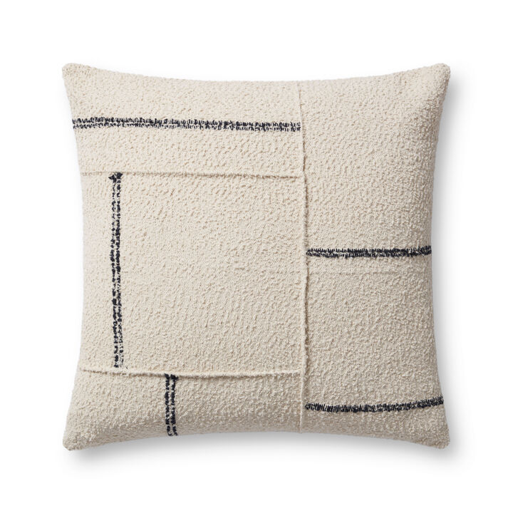 Susanna PMH0059 Ivory/Charcoal 22''x22'' Down Pillow by Magnolia Home by Joanna Gaines x Loloi
