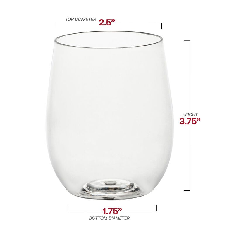 12 oz. Clear Elegant Stemless Plastic Wine Glasses (64 Glasses) image number 3