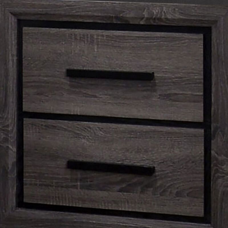 Queen Bedroom Set in Gray & Black Wood &ndash; 3 Piece Set with 2 Nightstands image number 4
