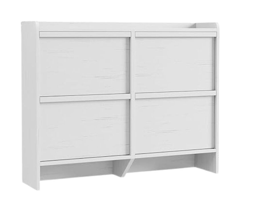 Entryway Wood Shoe Storage Cabinet Flip Drawer Adjustable Shelves White