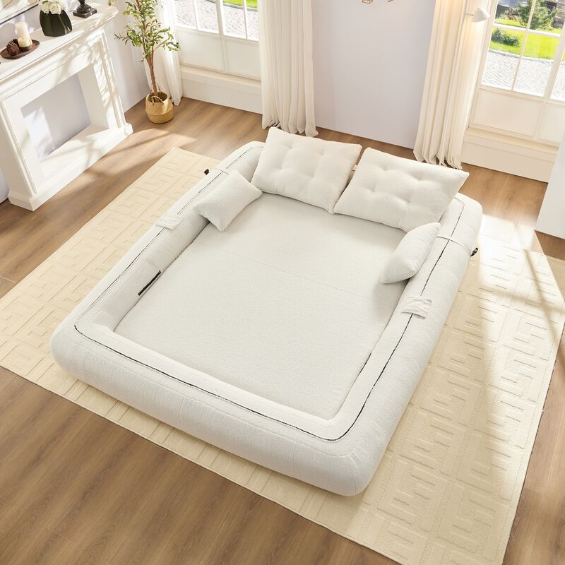 Merax Teddy Fabric Foam-Filled Sleeper Lazy Sofa Couch