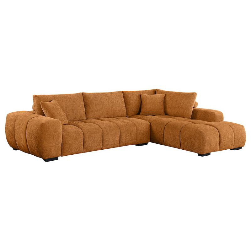 Coaster Co. of America Camacho Upholstered Chaise Sectional Sofa Orange