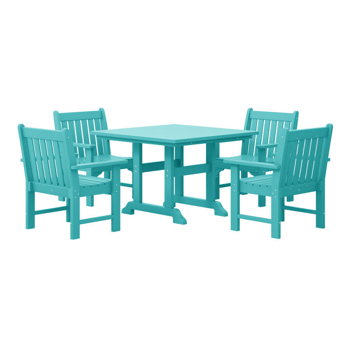 WestinTrends 5-Piece HDPE Outdoor Patio Chair and Square Table Dining Set