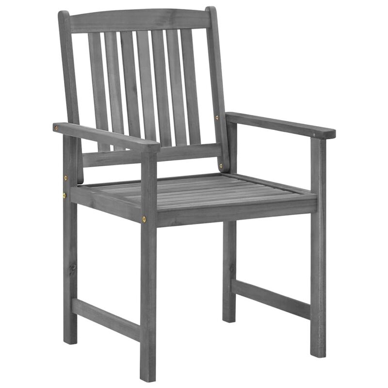 Patio Chair Set of 4 Gray Solid acacia wood Standard Durable