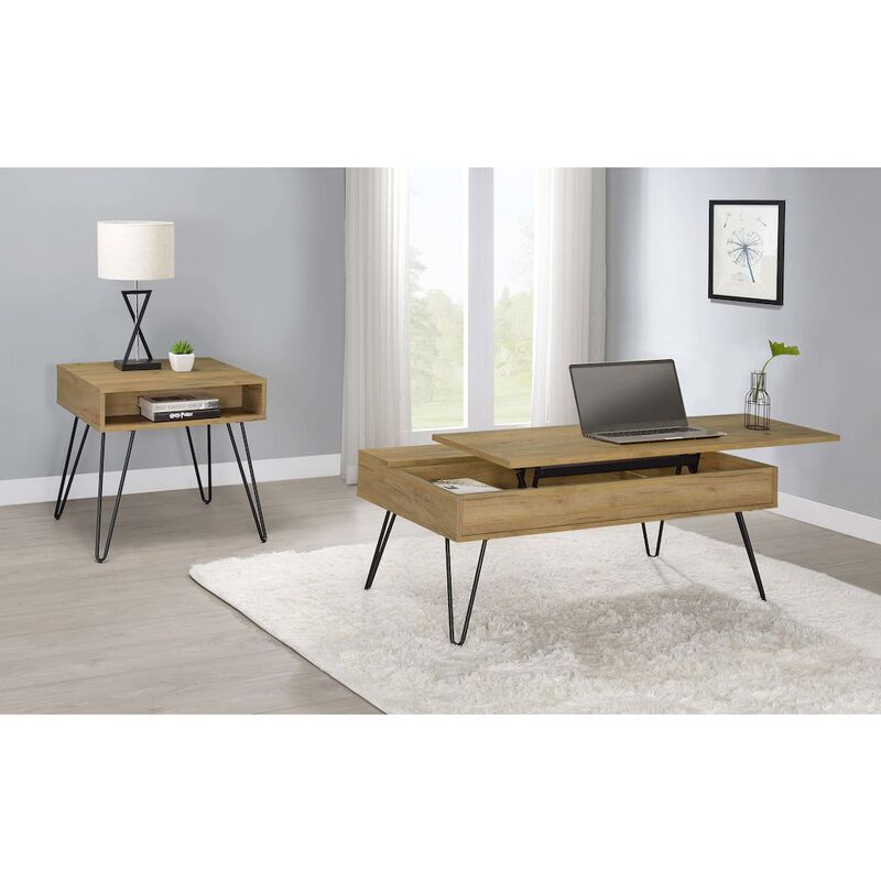 Plethoria Home Golden Oak and Black Coffee Table