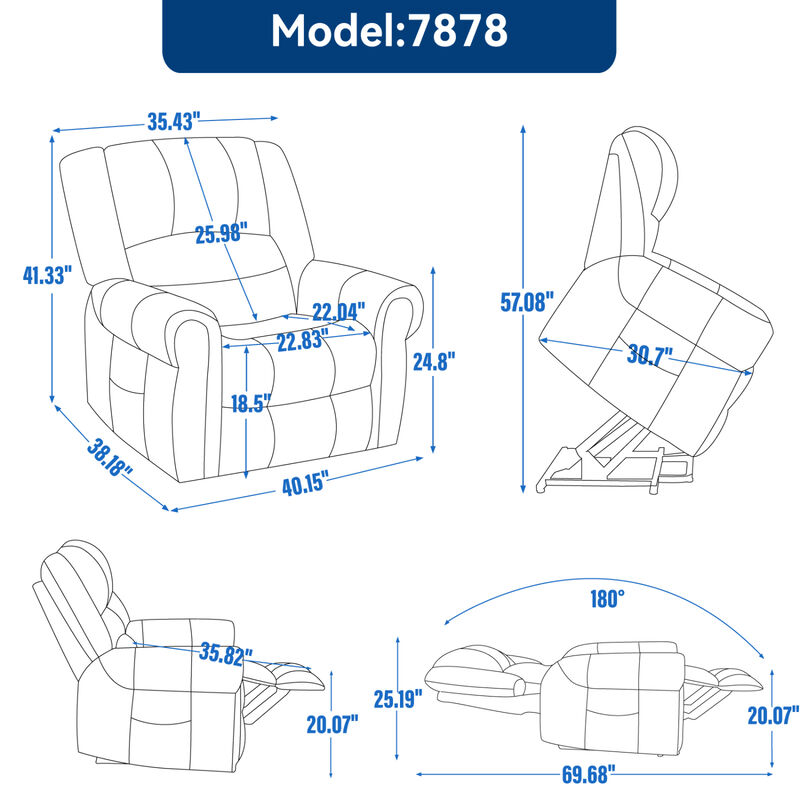 Streamdale Heavy Duty Leather Recliner with Heat & Massage image number 6