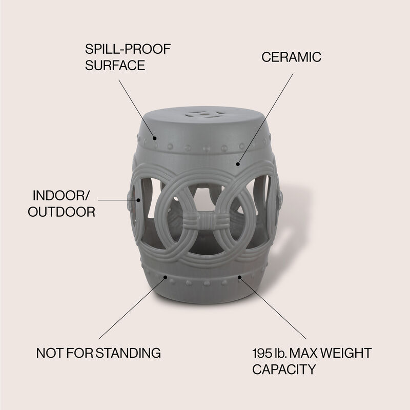 Lucky Coins Chinese Ceramic Drum Garden Stool