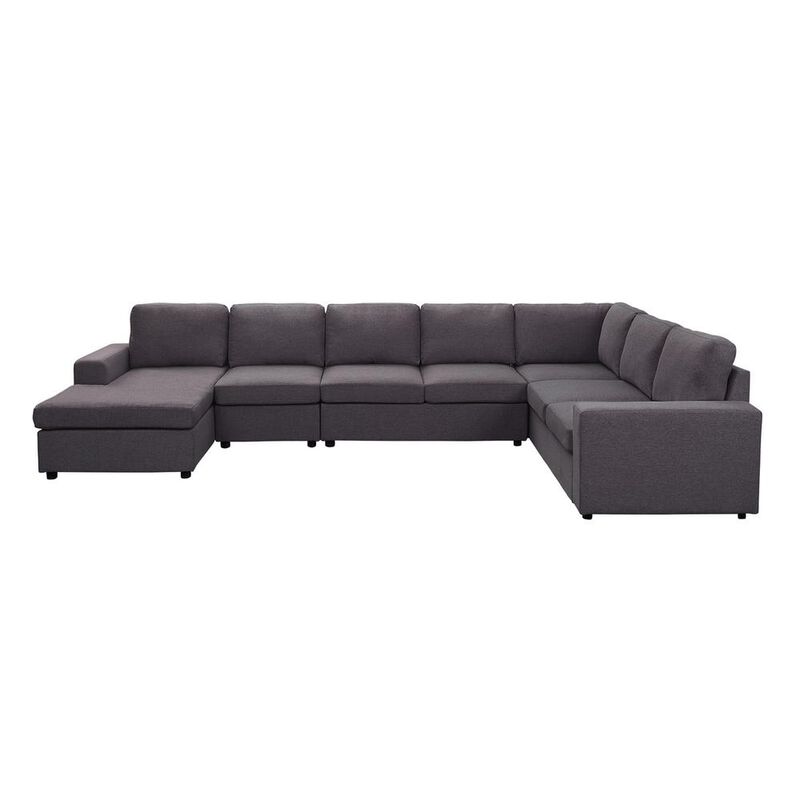 Lilola Home LILOLA Tifton Modular Sectional Sofa with Reversible Chaise in Dark Gray Linen