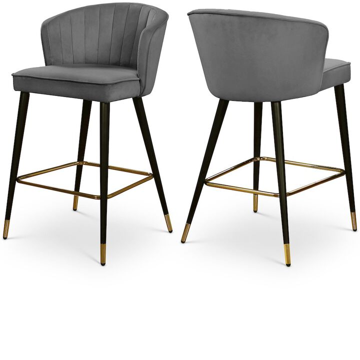 Meridian Furniture Cassie Velvet Stool, Set of 2