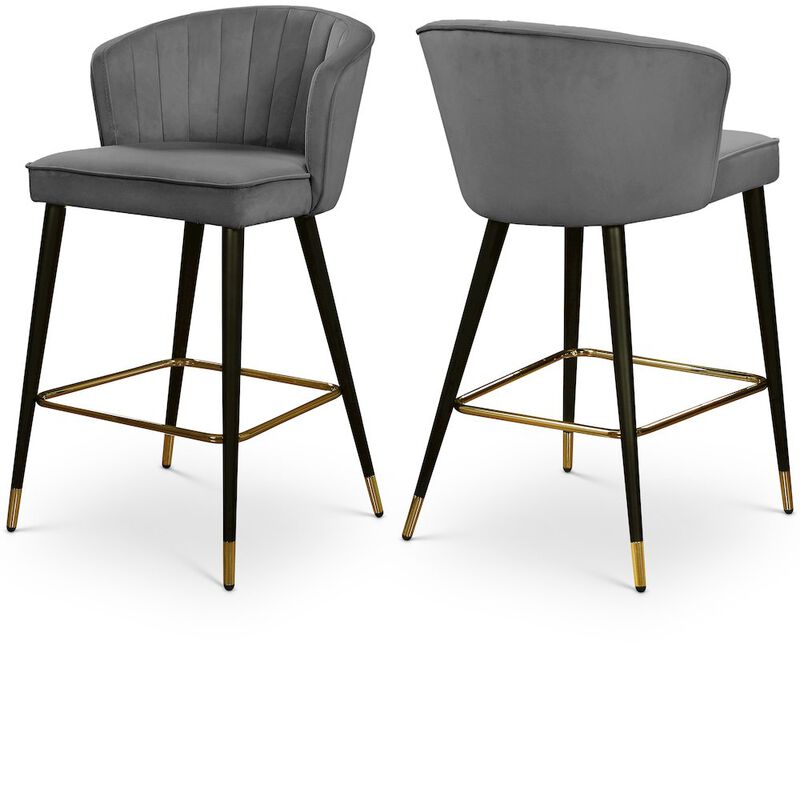 Meridian Furniture Cassie Velvet Stool, Set of 2