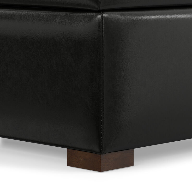 Gabbie 36 inch Wide Contemporary Square Square Coffee&nbsp;Table Storage Ottoman in  Midnight Black PU Black faux leather, Assembled image number 9