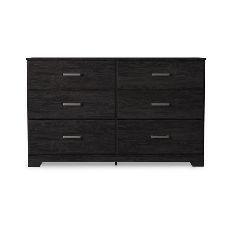 Cyme 60 In Wide Dresser, 6 Drawer, Modern Dark Charcoal Brown Laminate - Benzara