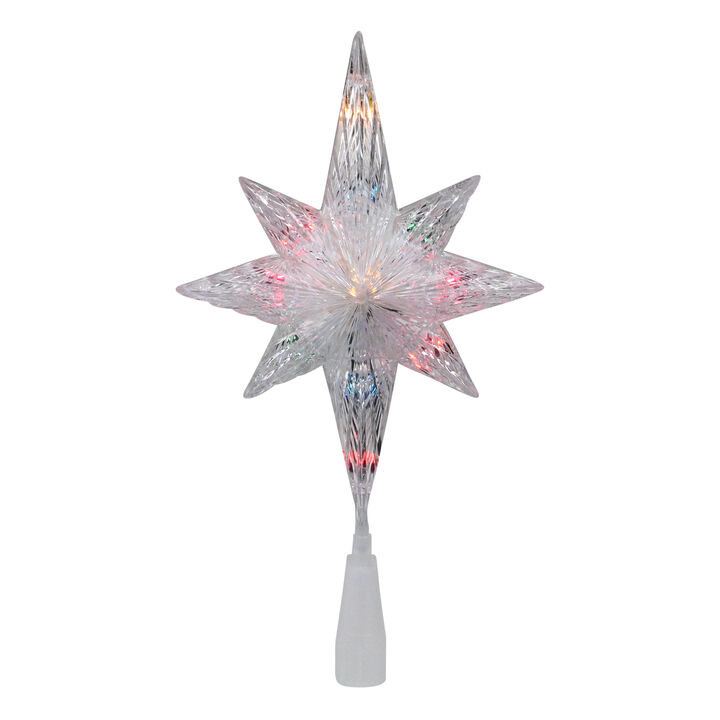 11" Lighted Clear 8 Point Star of Bethlehem Christmas Tree Topper - Multicolor Lights