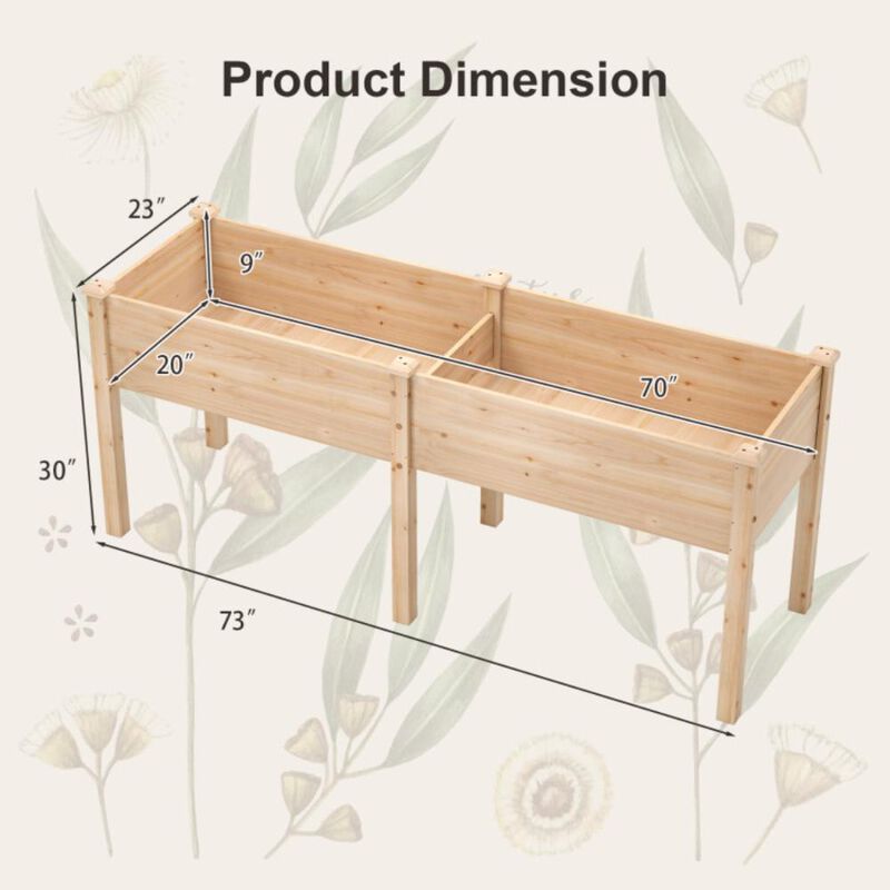 Hivvago Large Raised Garden Bed with Drainage Holes and 6 Supporting Legs