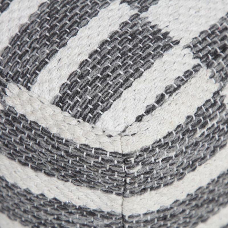 Hivvago 18 Inch Gray Cotton Geometric Pouf Ottoman