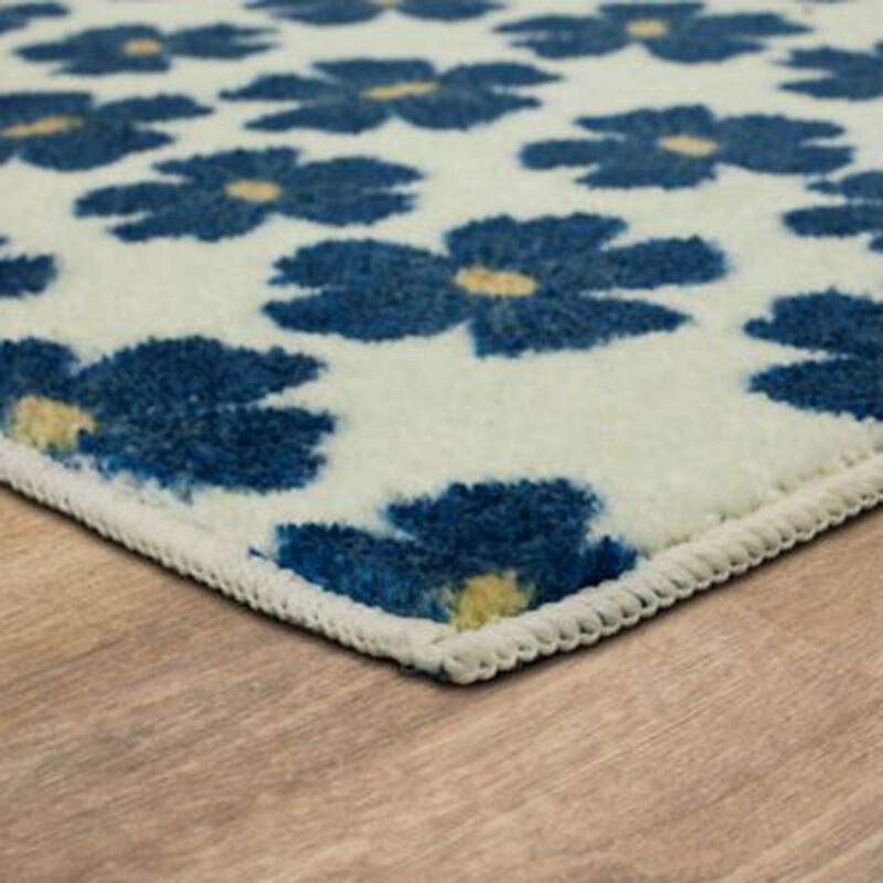 Simple Floral Navy 2' x 3' 9" Kitchen Mat image number 4