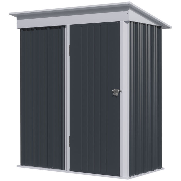 Outsunny 5.3' x 3' Outdoor Storage Shed, Galvanized Metal Utility Garden Tool House, 2 Vents and Lockable Door for Backyard, Bike, Patio, Garage, Lawn, Dark Gray