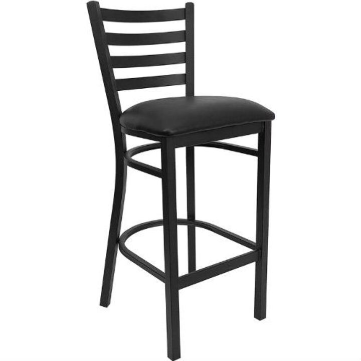 Hivvago Black Metal Ladder-Back Restaurant Style Bar Stool