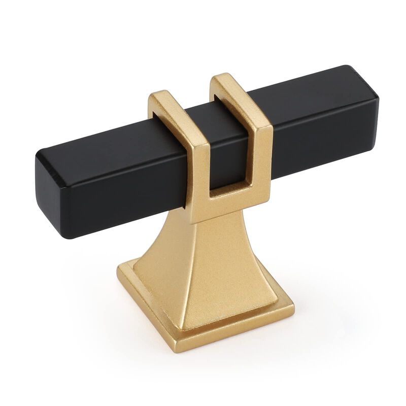 Lepatape 10 Pack Black and Gold Cabinet Knobs Black Dresser Drawer Konbs T Bar Pulls Kitchen Cabinet Hardware